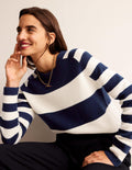 Olivia Merino Jumper-Navy and Ivory