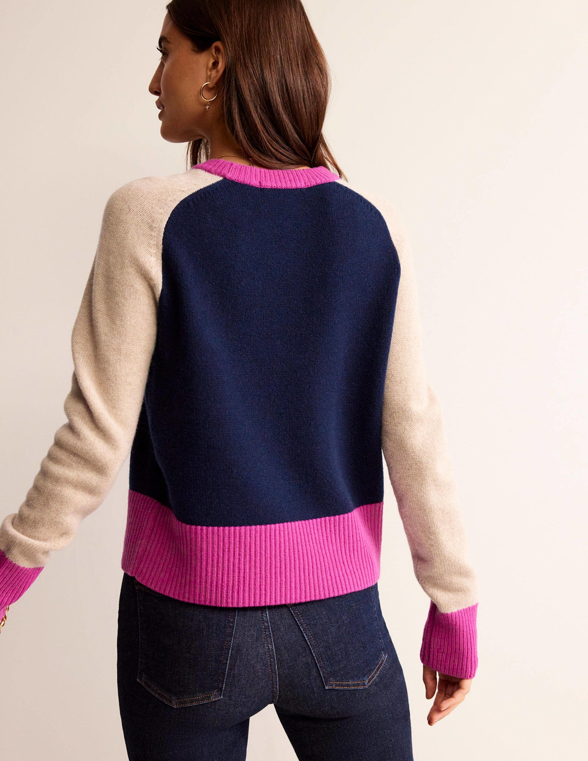 Olivia Merino Jumper-French Navy Colourblock-3