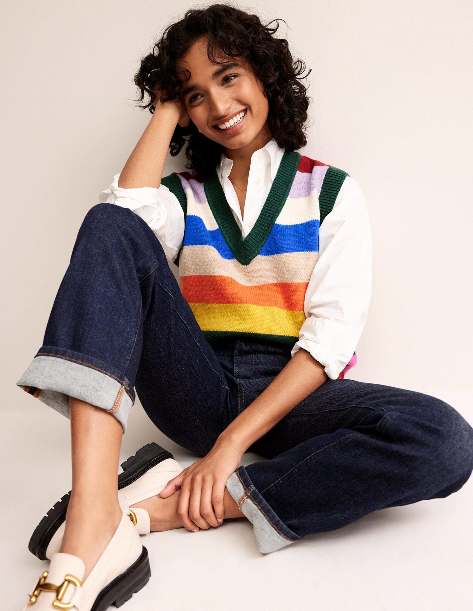 Olivia Merino Tank-Rainbow Multistripe-1