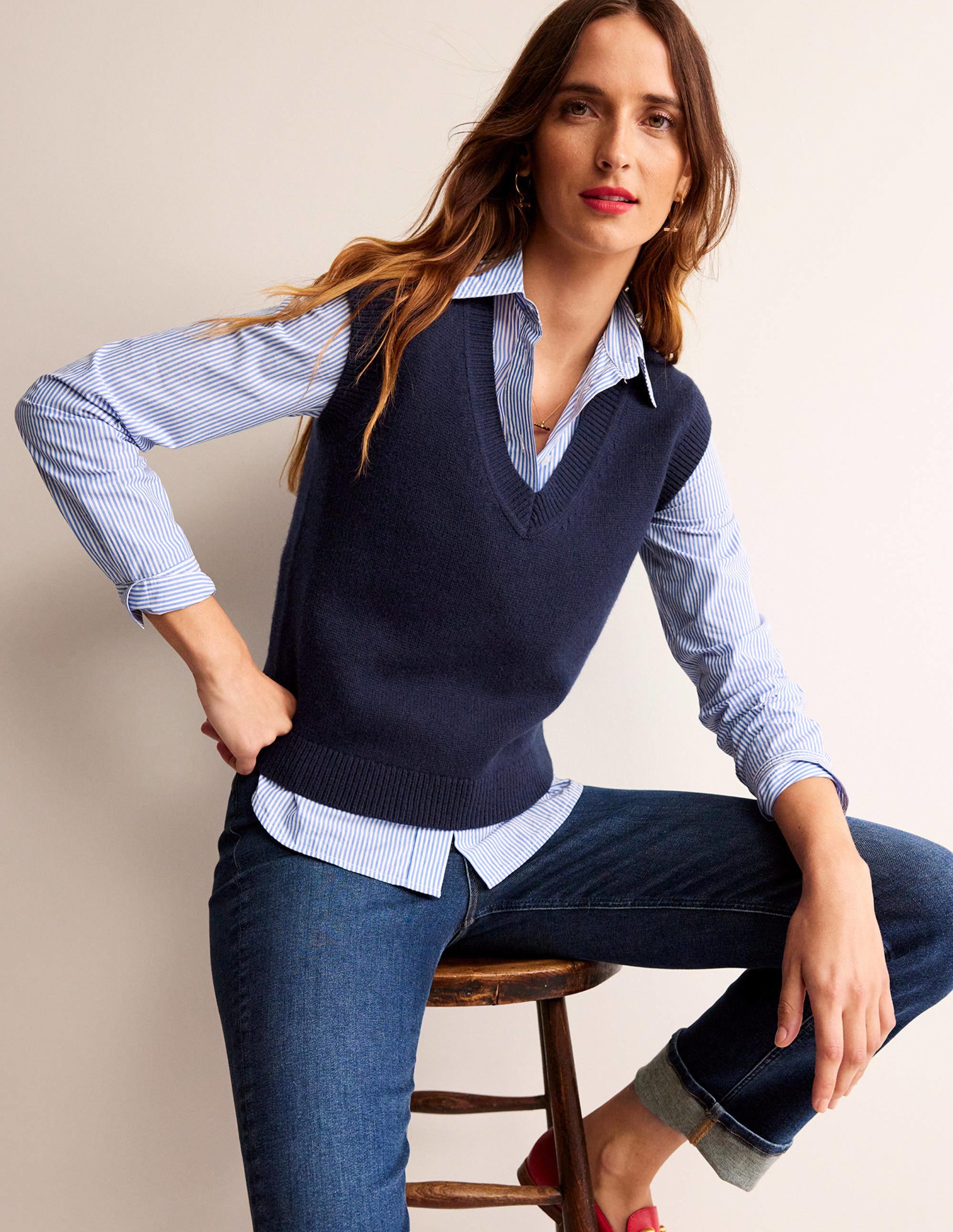 Olivia Merino Tank-Navy - Image 1