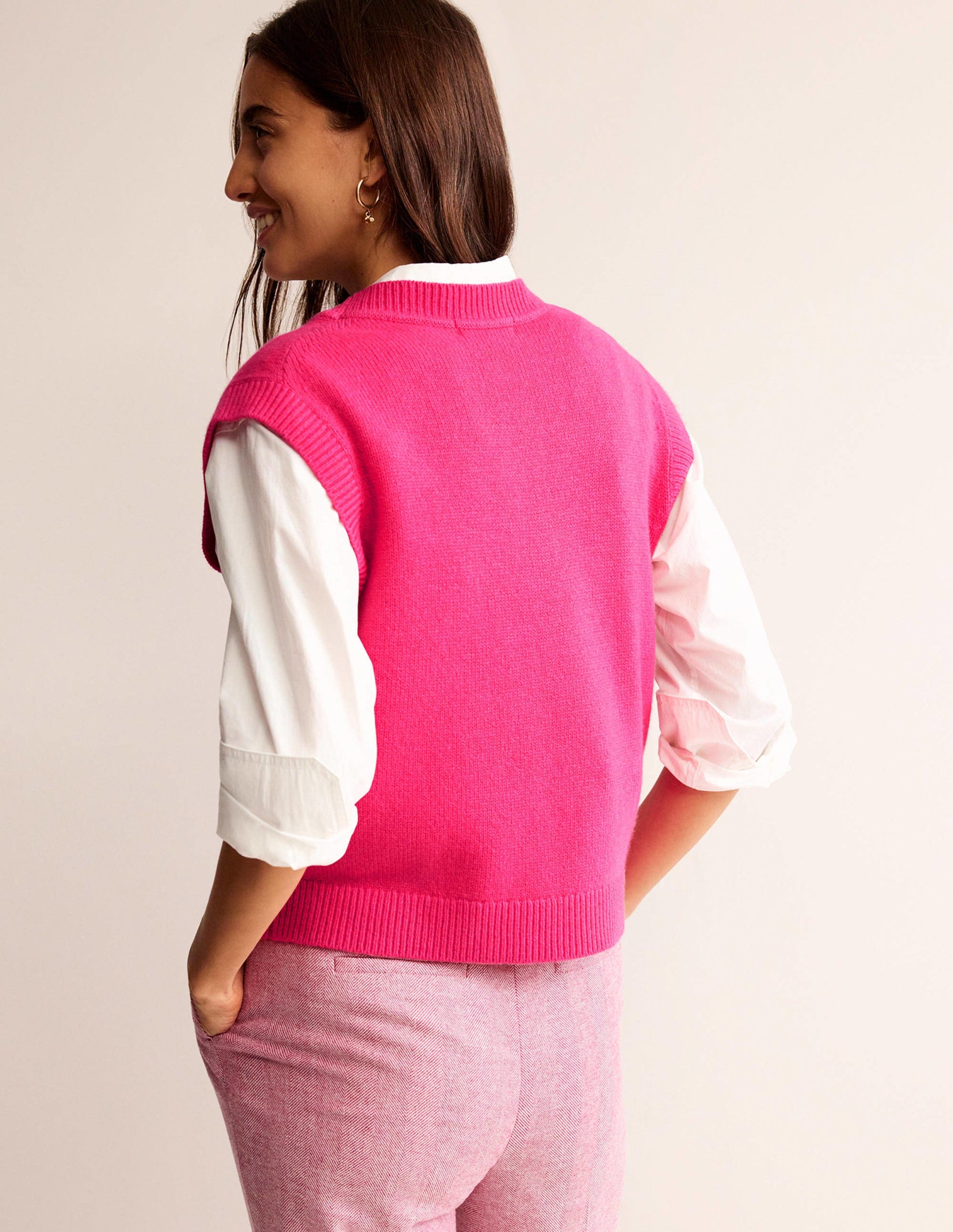 Olivia Merino Tank-Vibrant Pink-3