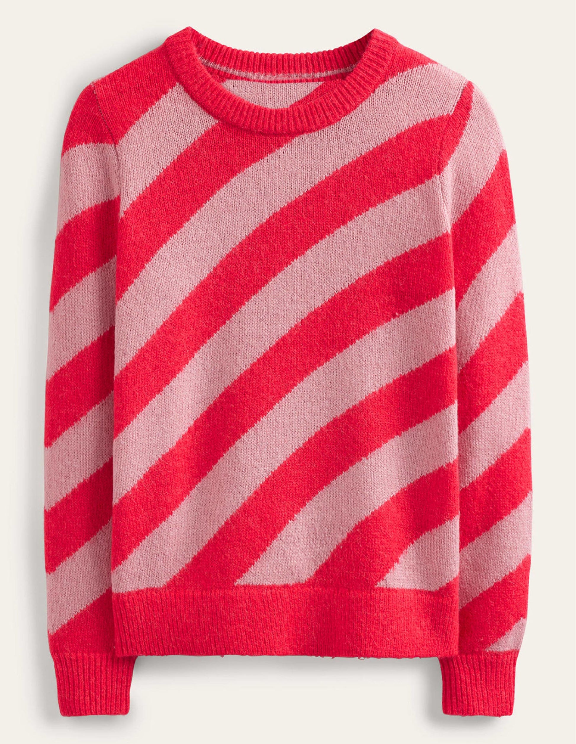 Fluffy Diagonal Stripe Jumper-Pink and Orange Stripe-6