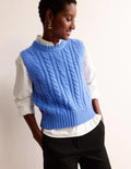 Cable Crew Neck Tank-Bright Cobalt