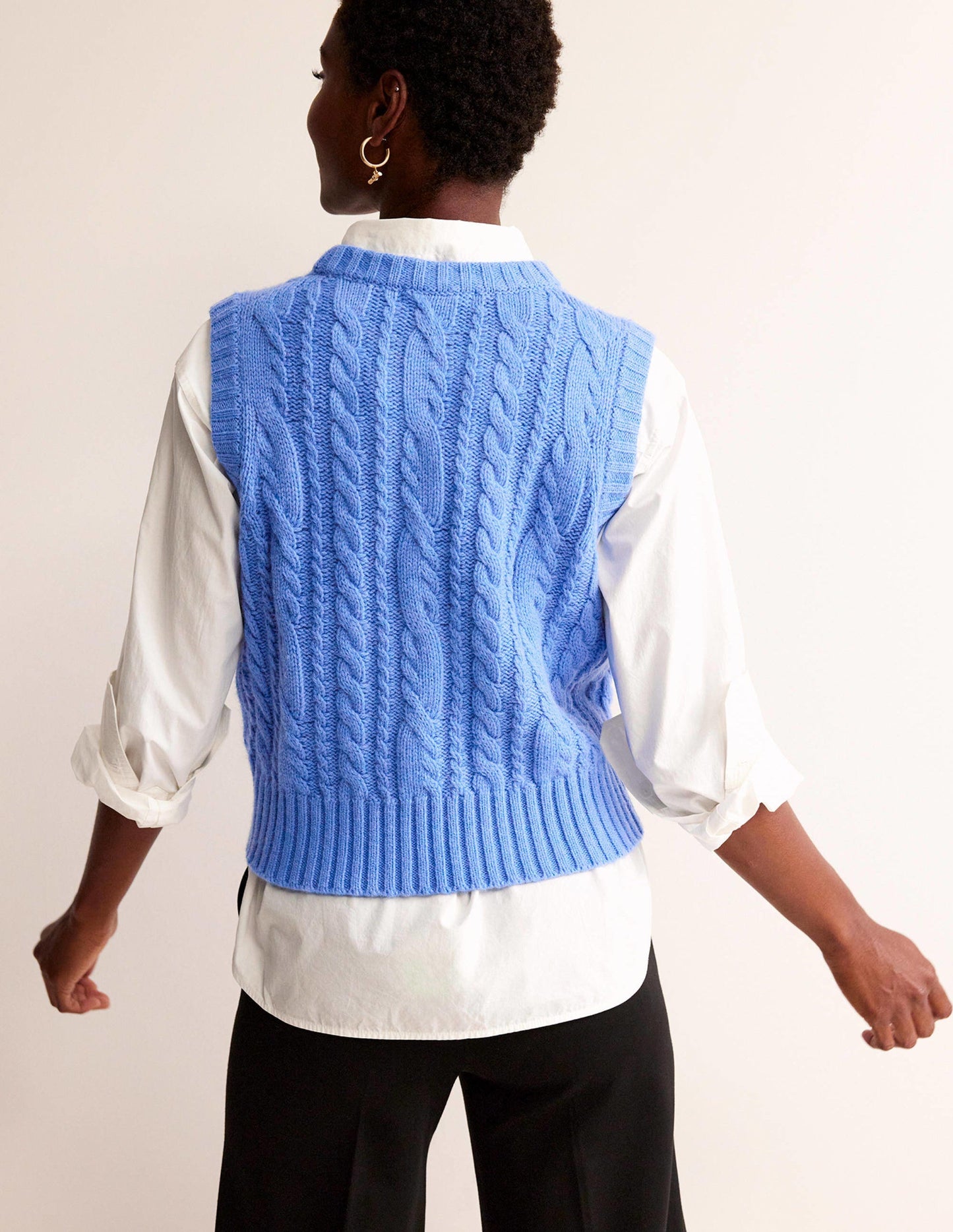 Cable Crew Neck Tank-Bright Cobalt