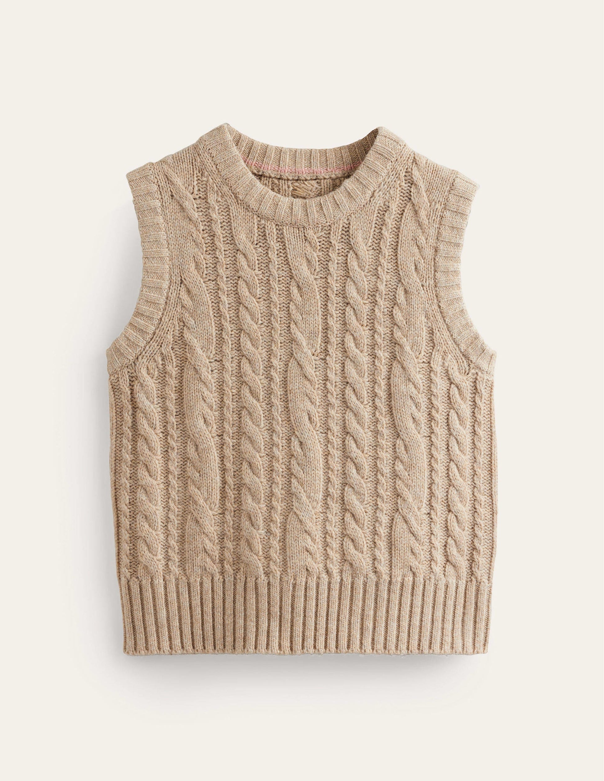 Cable Crew Neck Tank-Chinchilla Melange-5