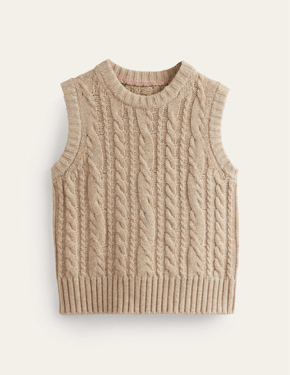 Cable Crew Neck Tank-Chinchilla Melange-5