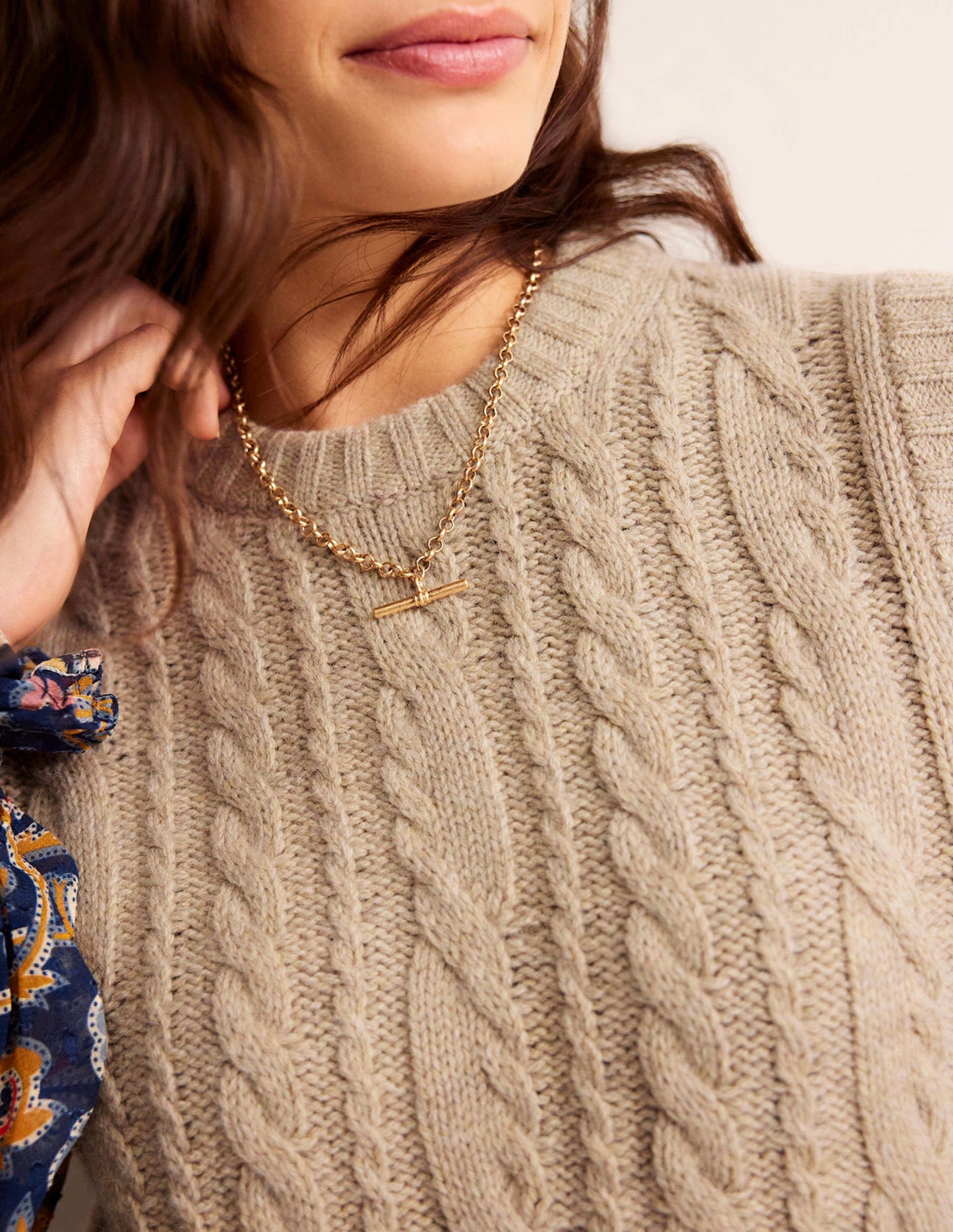 Cable Crew Neck Tank-Chinchilla Melange