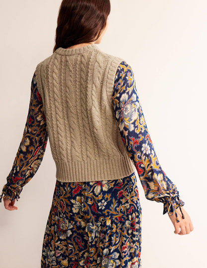 Cable Crew Neck Tank-Chinchilla Melange-4