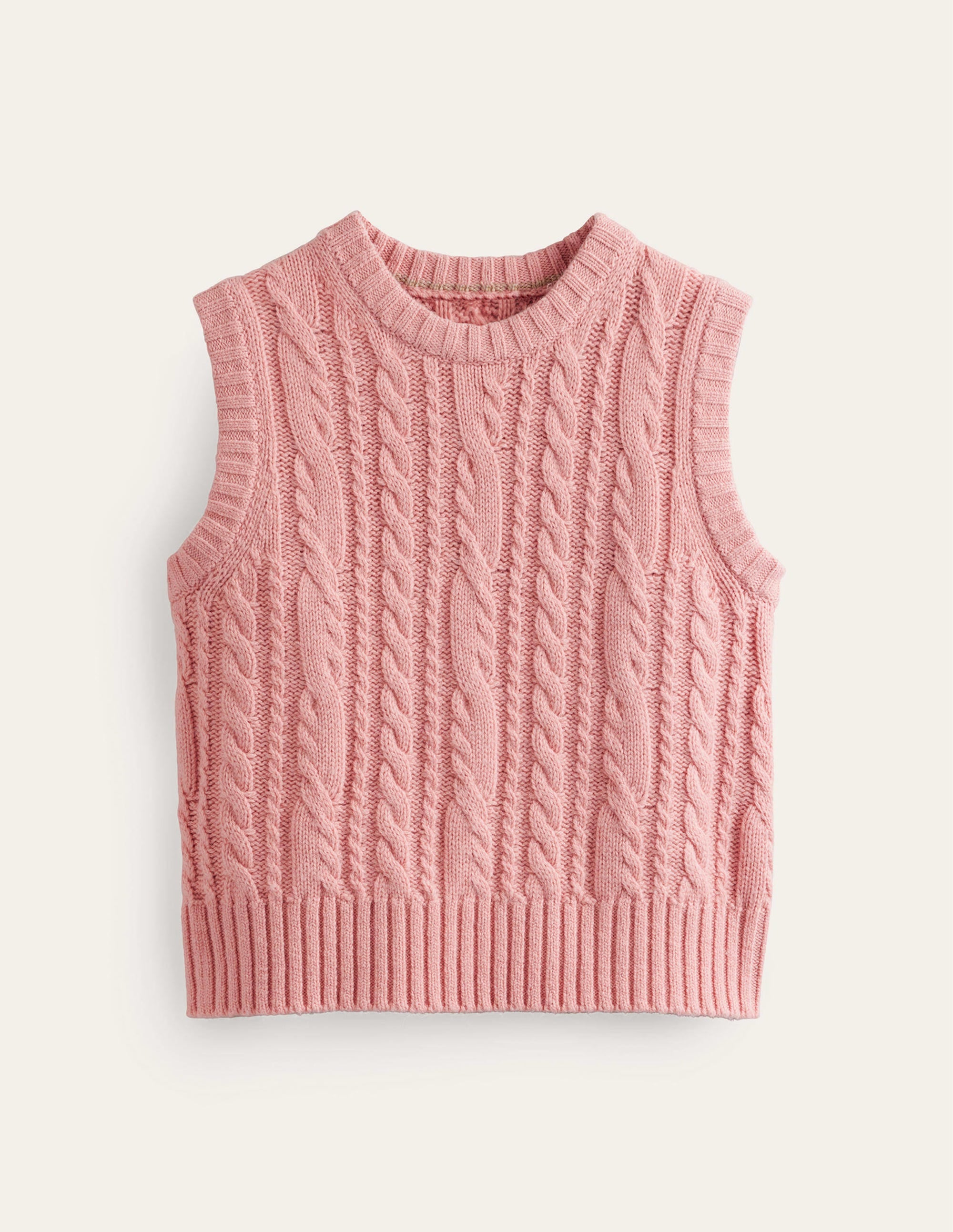 Cable Crew Neck Tank-Chalky Pink - Image 5