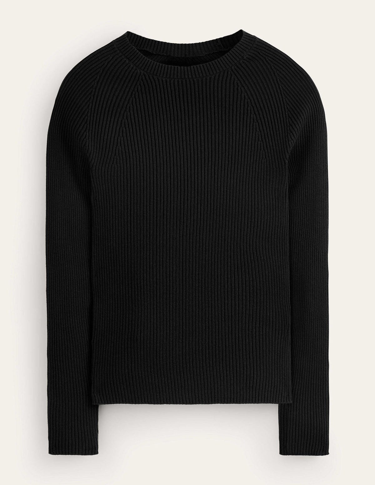 Ribbed Cotton Jumper-Black - Image 5