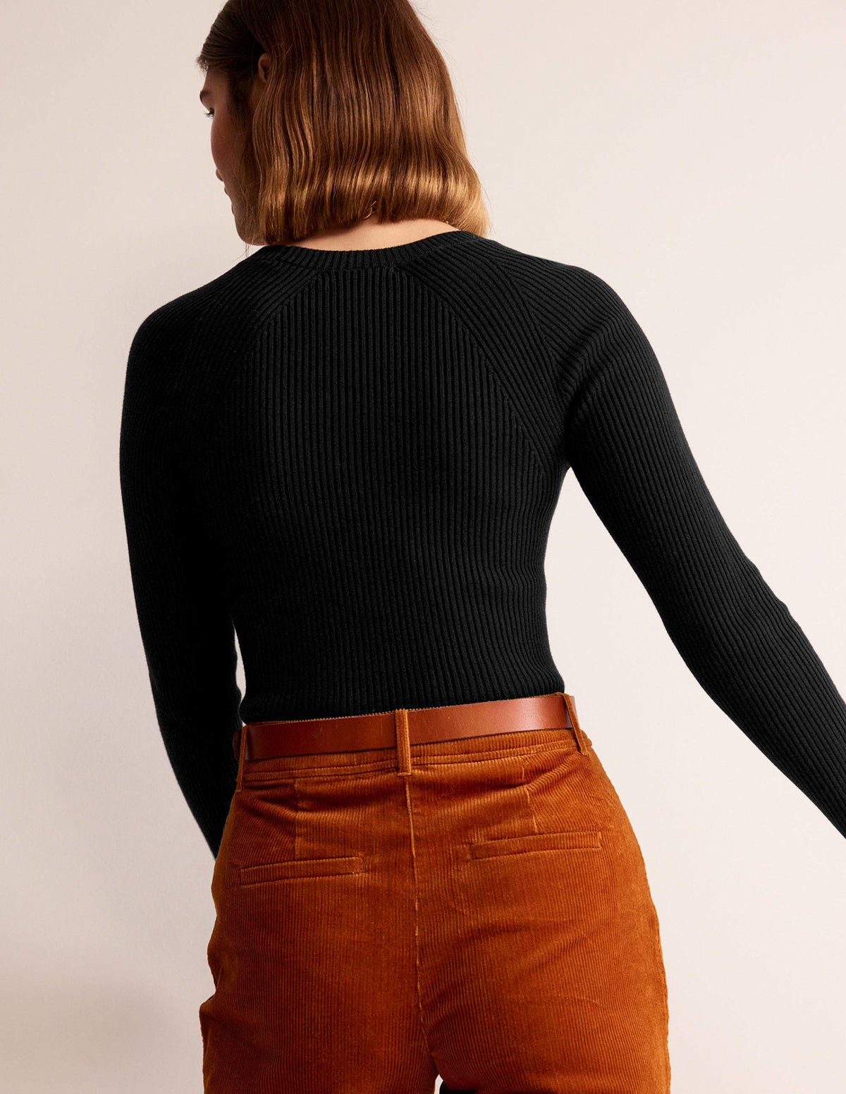 Ribbed Cotton Jumper-Black-3