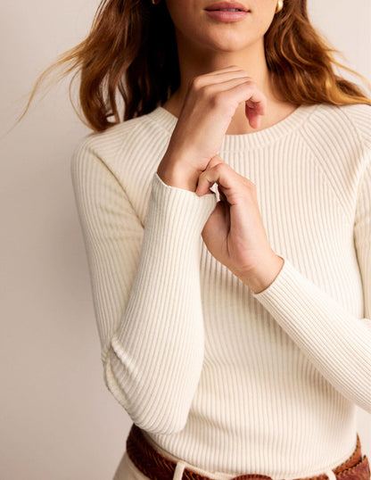 Ribbed Cotton Jumper-Warm Ivory-2