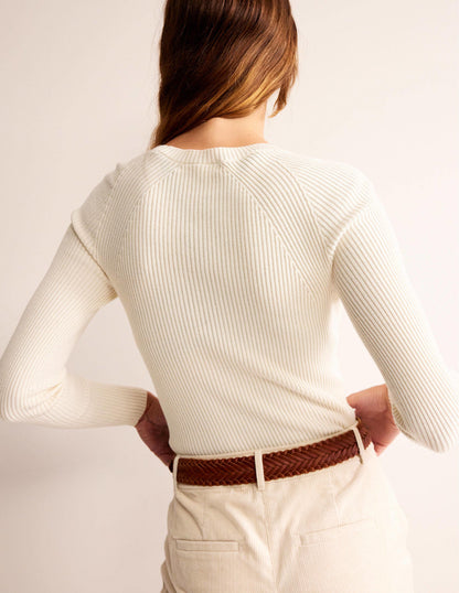 Ribbed Cotton Jumper-Warm Ivory-3
