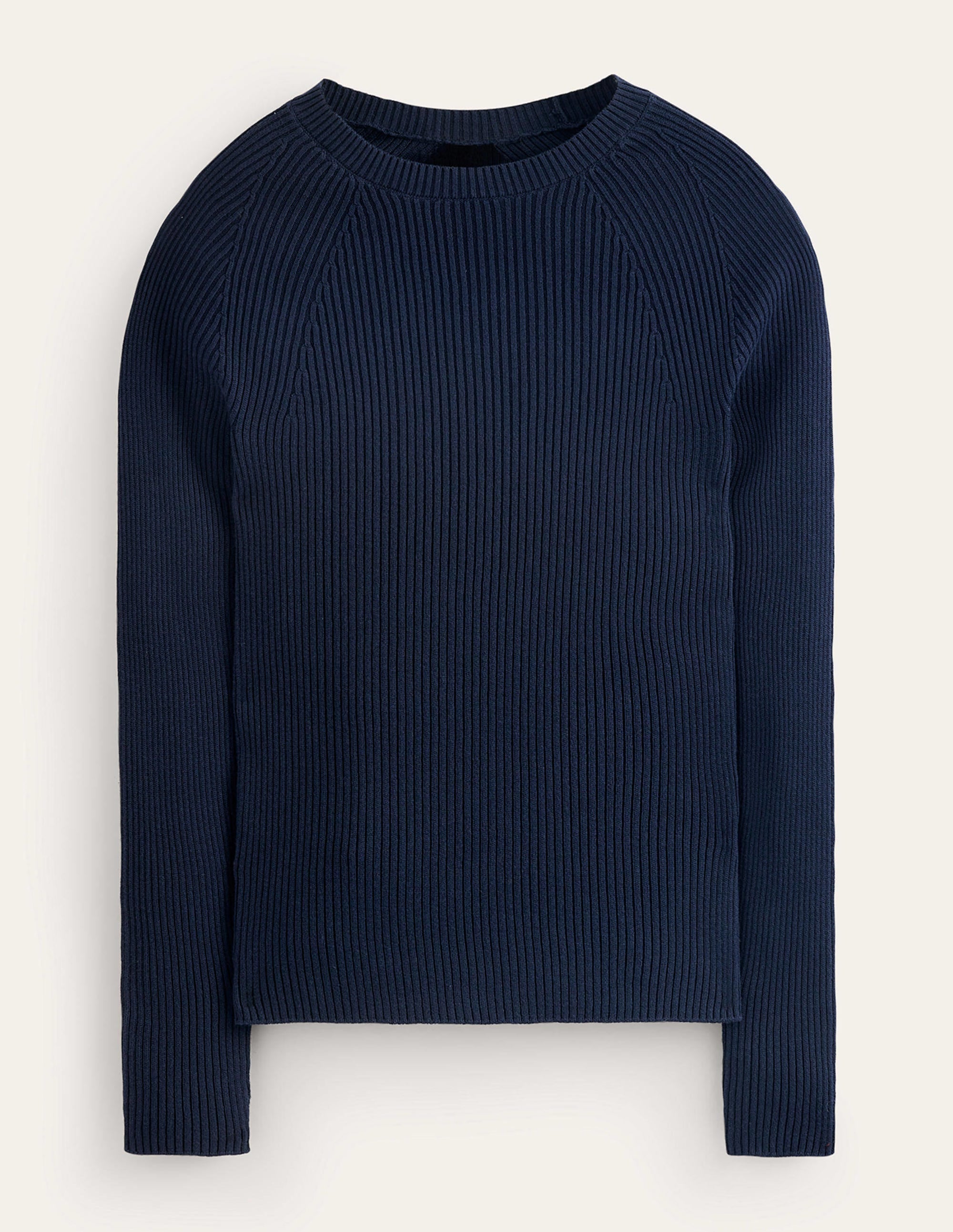 Ribbed Cotton Jumper-Navy - Image 5