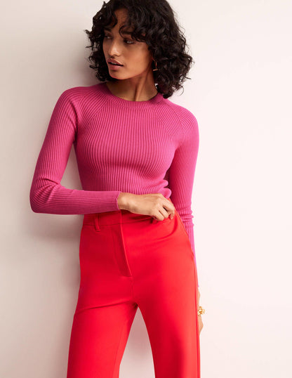 Ribbed Cotton Jumper-Pink-1