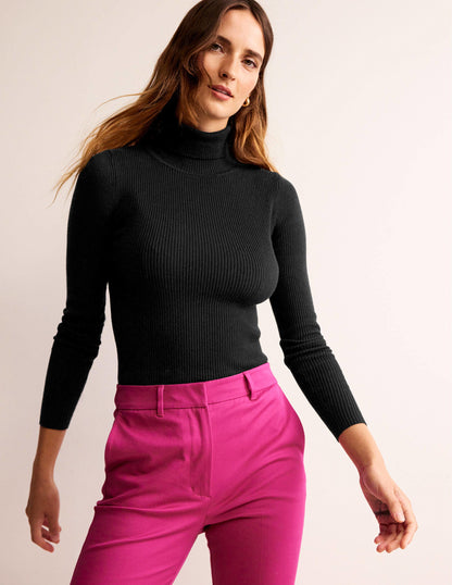 Catriona Roll Neck Jumper-Black-1