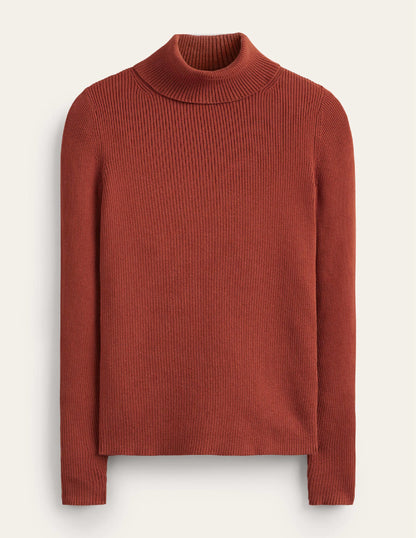 Catriona Roll Neck Jumper-Chestnut Brown-5