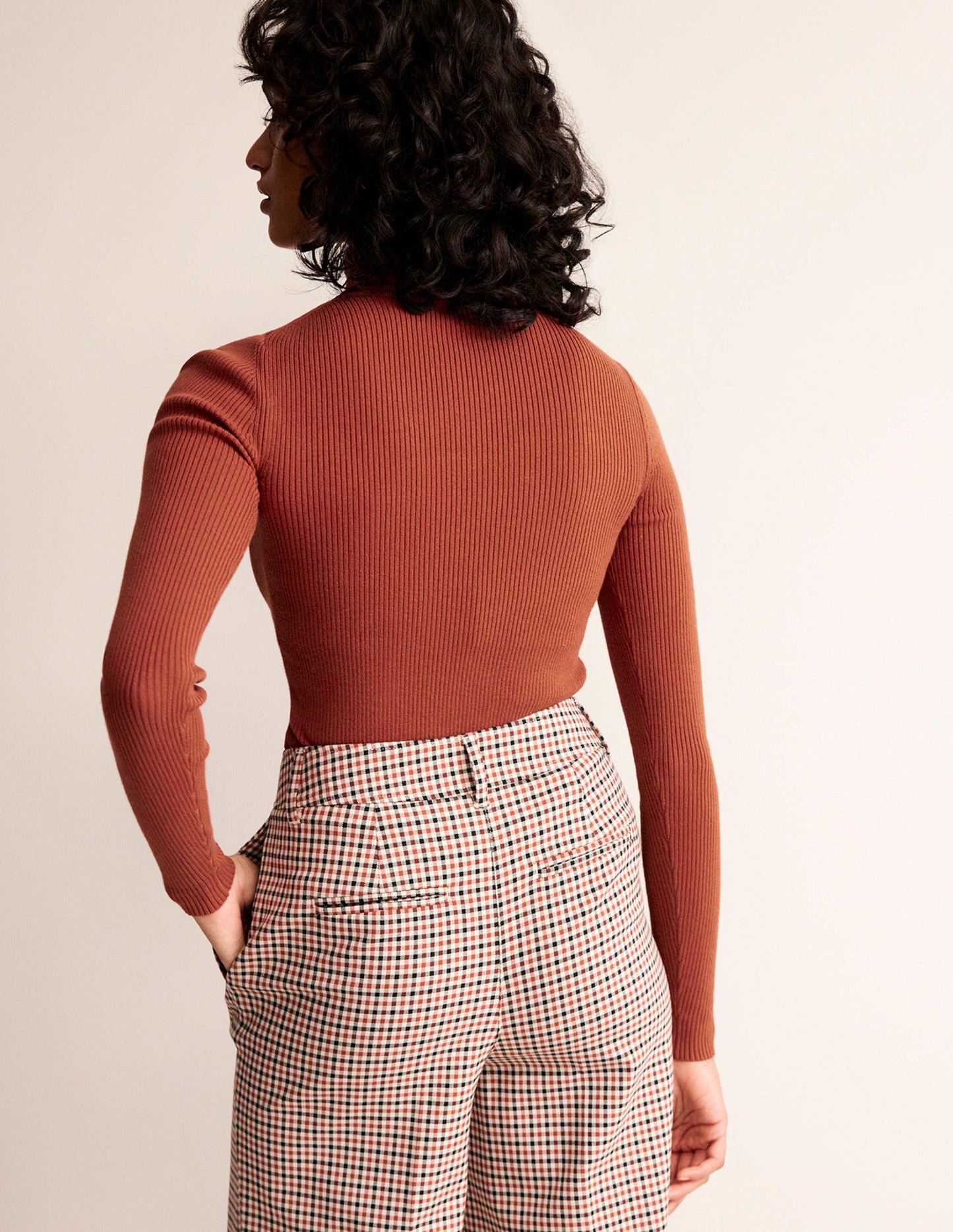 Catriona Roll Neck Jumper-Chestnut Brown