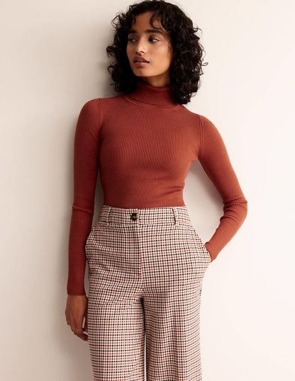 Catriona Roll Neck Jumper-Chestnut Brown-4