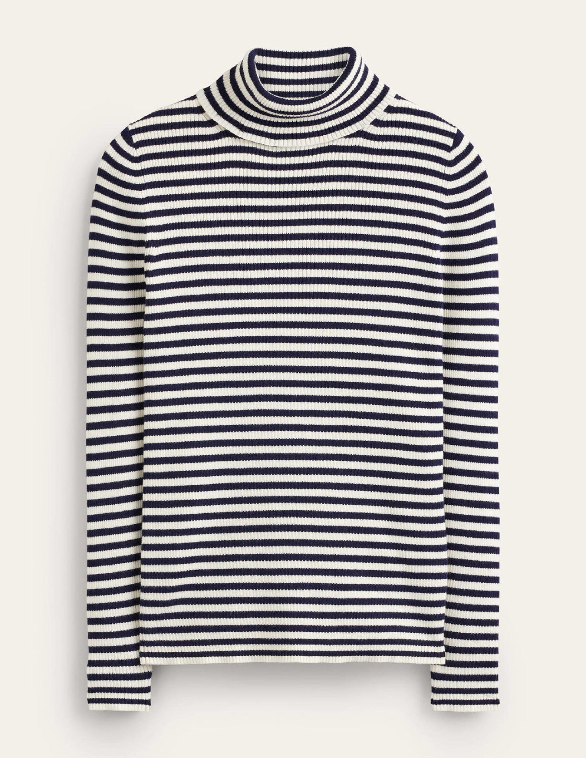 Catriona Roll Neck Jumper-Navy and Ivory-6