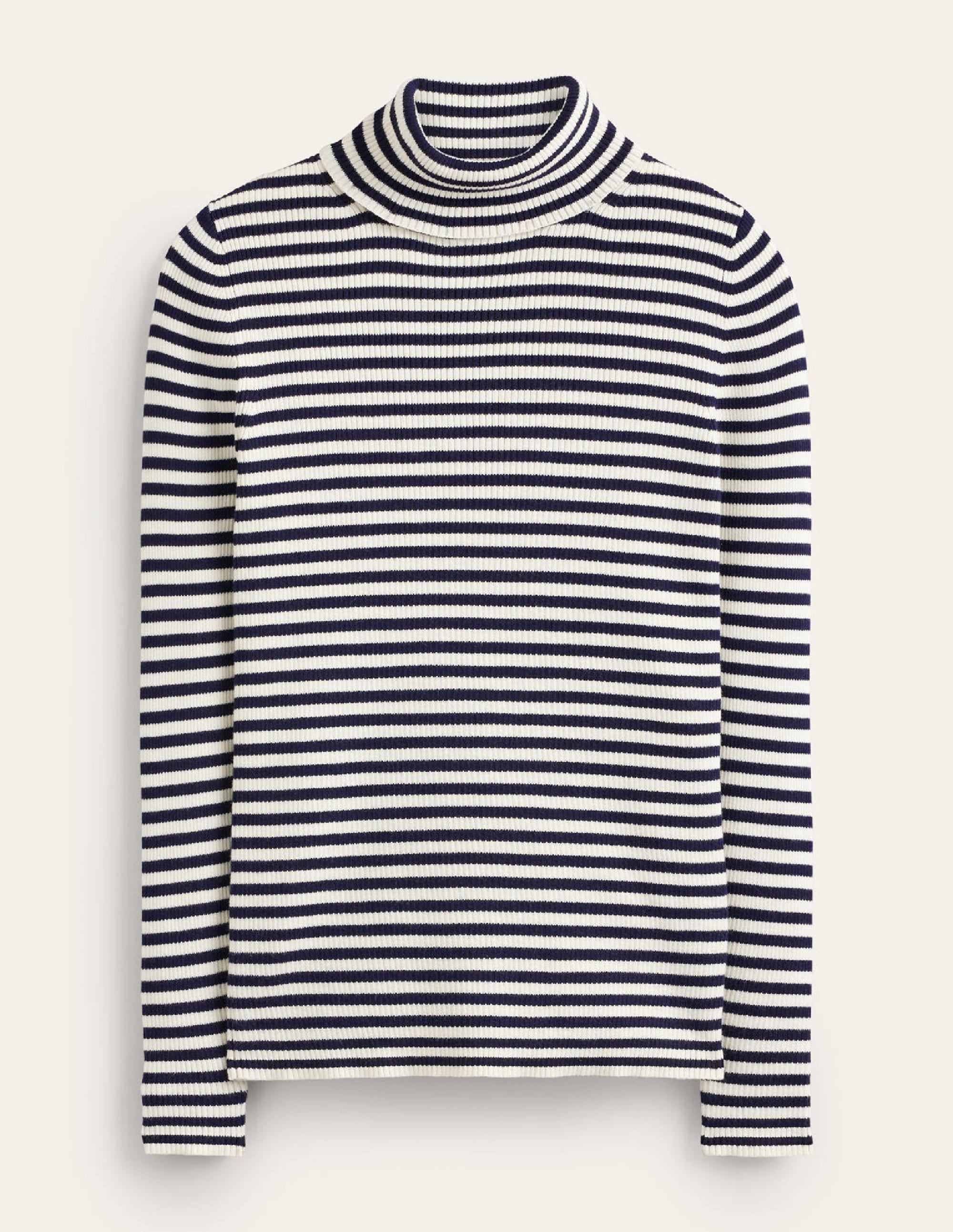 Catriona Roll Neck Jumper-Navy and Ivory - Image 6