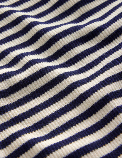 Catriona Roll Neck Jumper-Navy and Ivory-7