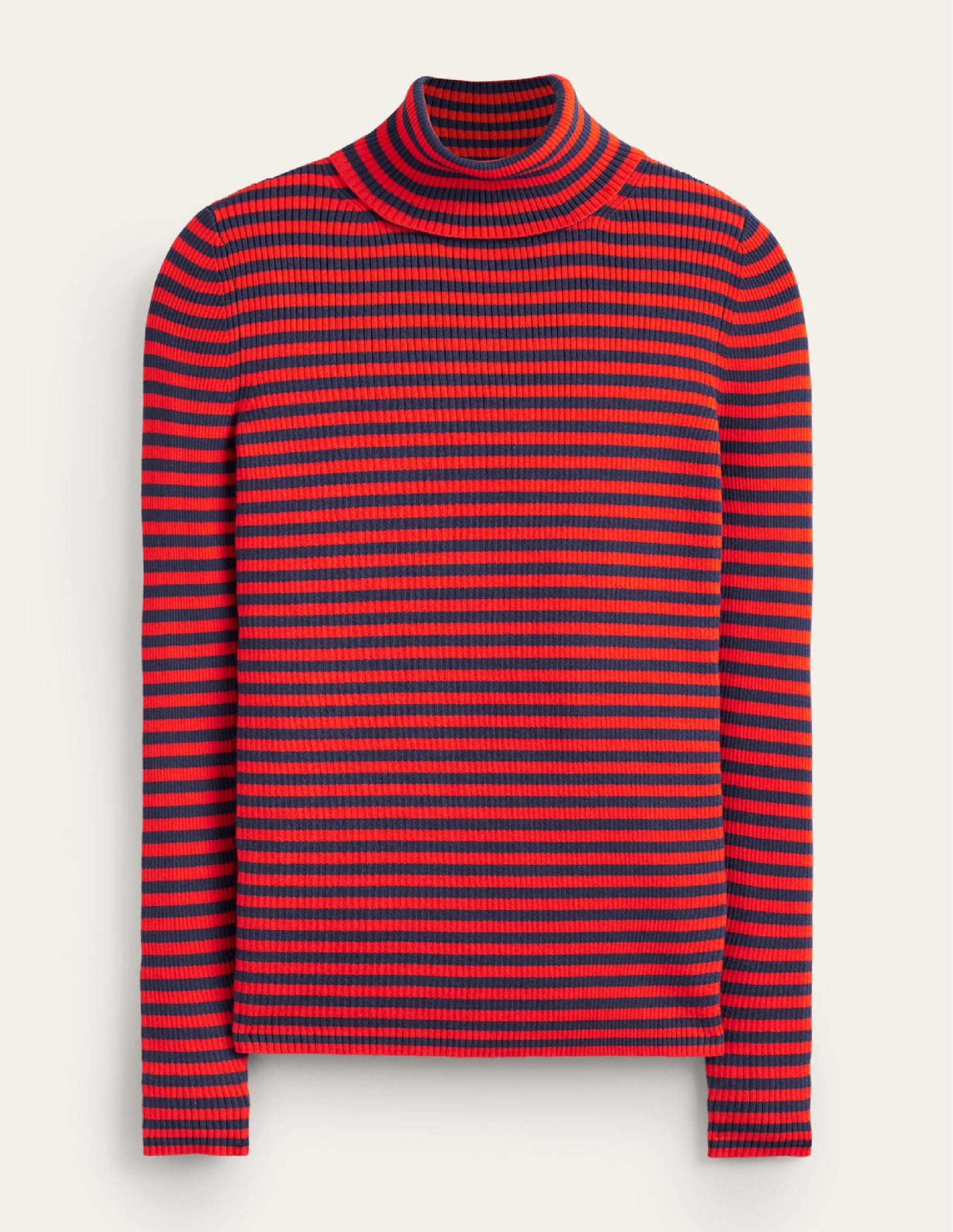 Catriona Roll Neck Jumper-French Navy / Fiesta Orange-6