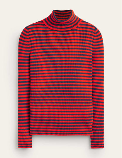 Catriona Roll Neck Jumper-French Navy / Fiesta Orange-6