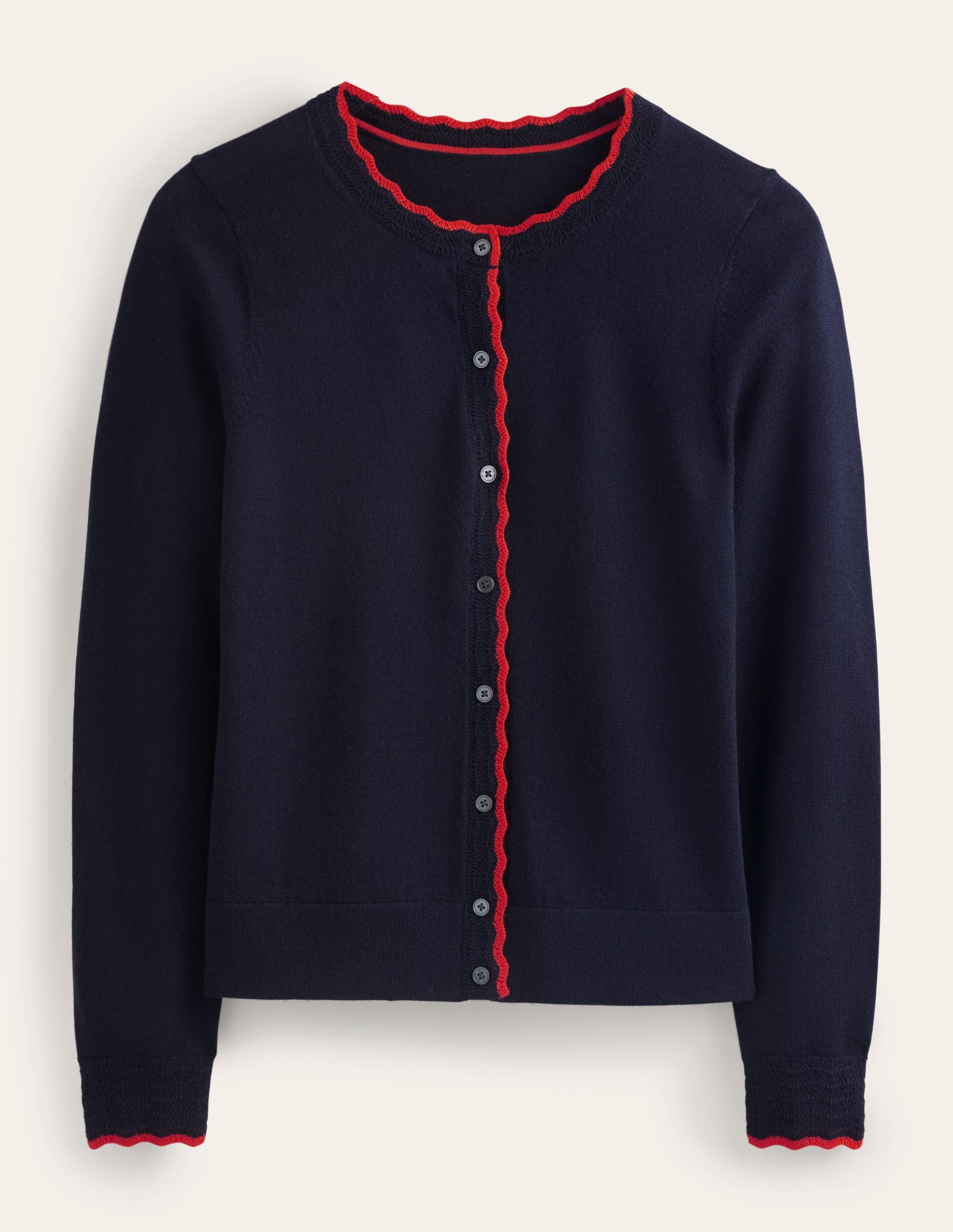 Merino Scallop Cardigan-Navy-5