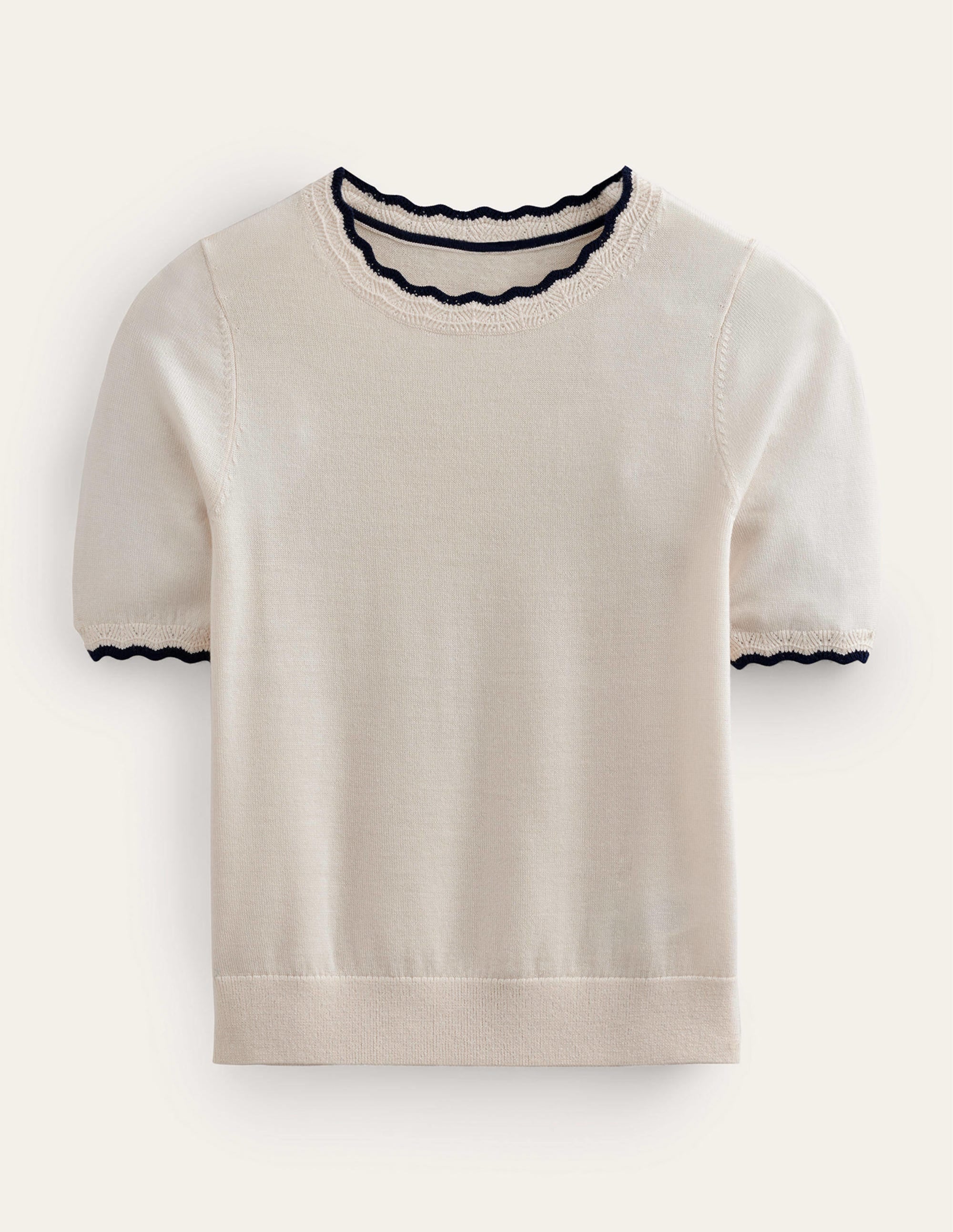 Merino Scalloped T-shirt-Warm Ivory - Image 5
