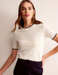 Merino Scalloped T-shirt-Warm Ivory