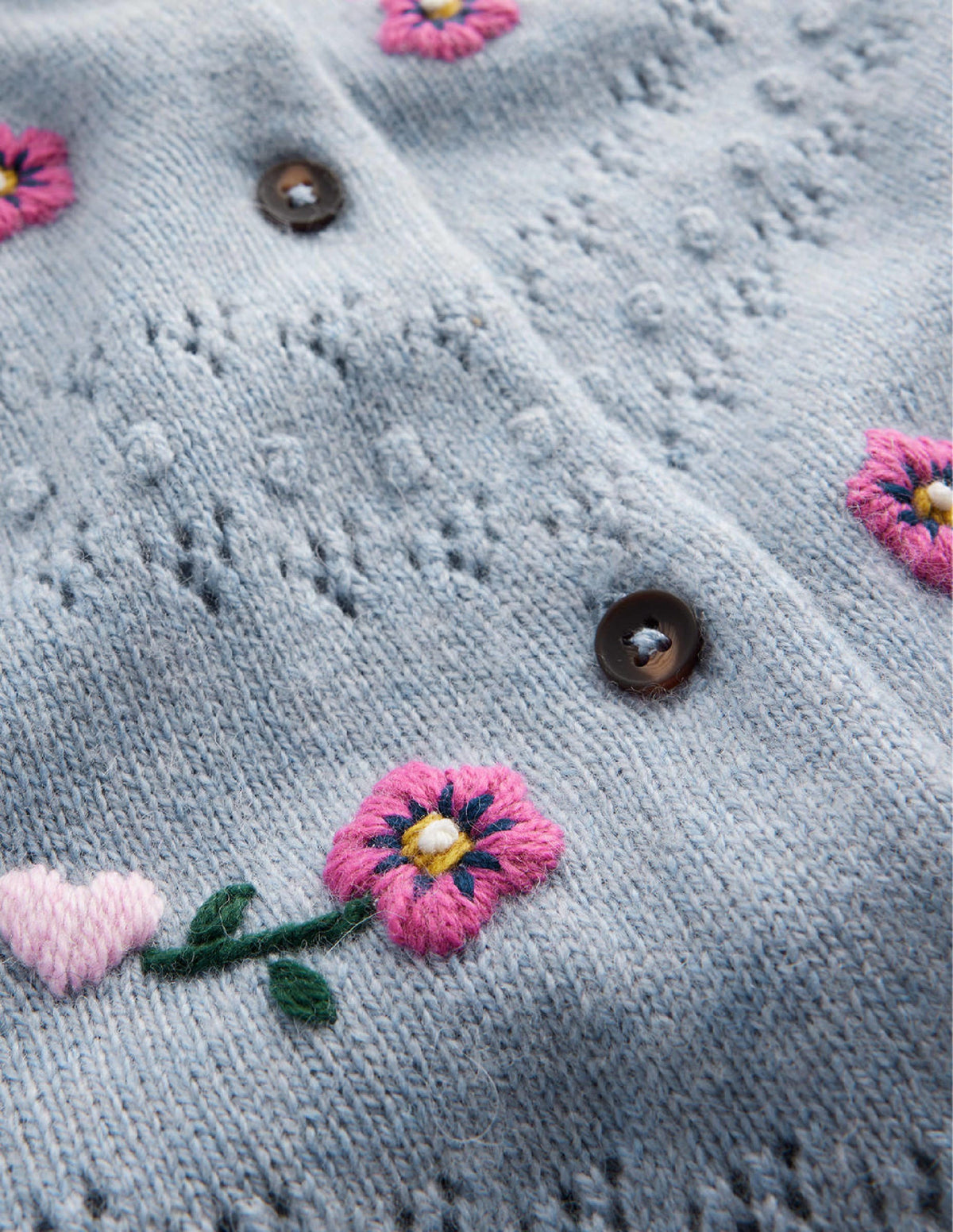 Floral-Embroidered Cardigan-Blue Pebble - Image 7