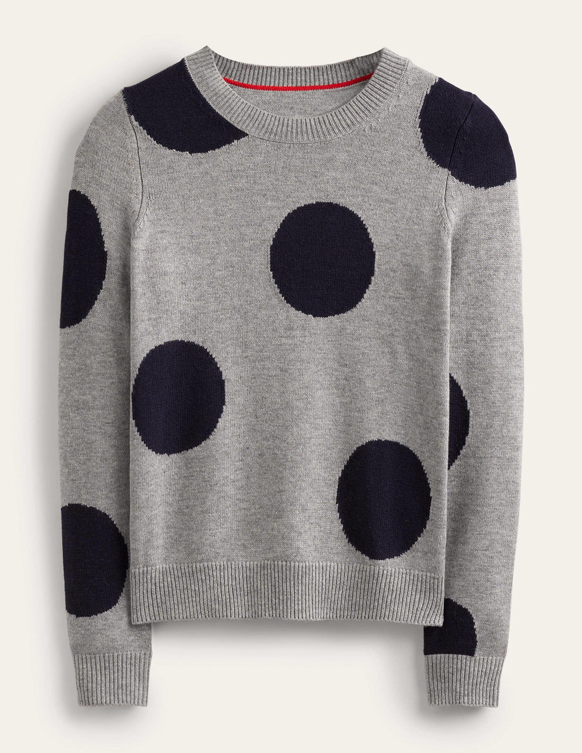Intarsia Spot Jumper-Grey Melange, Navy Spot - Image 5
