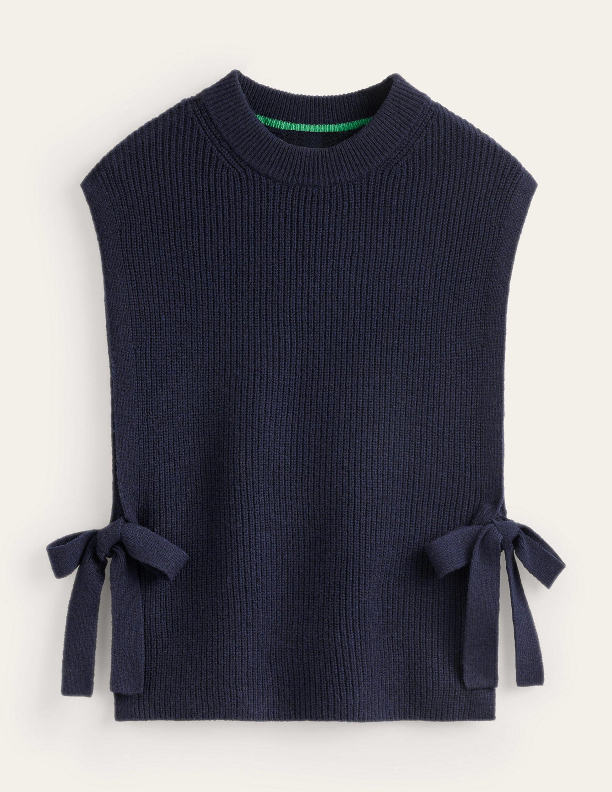 Tie-Side Knitted Tabard-Navy-6