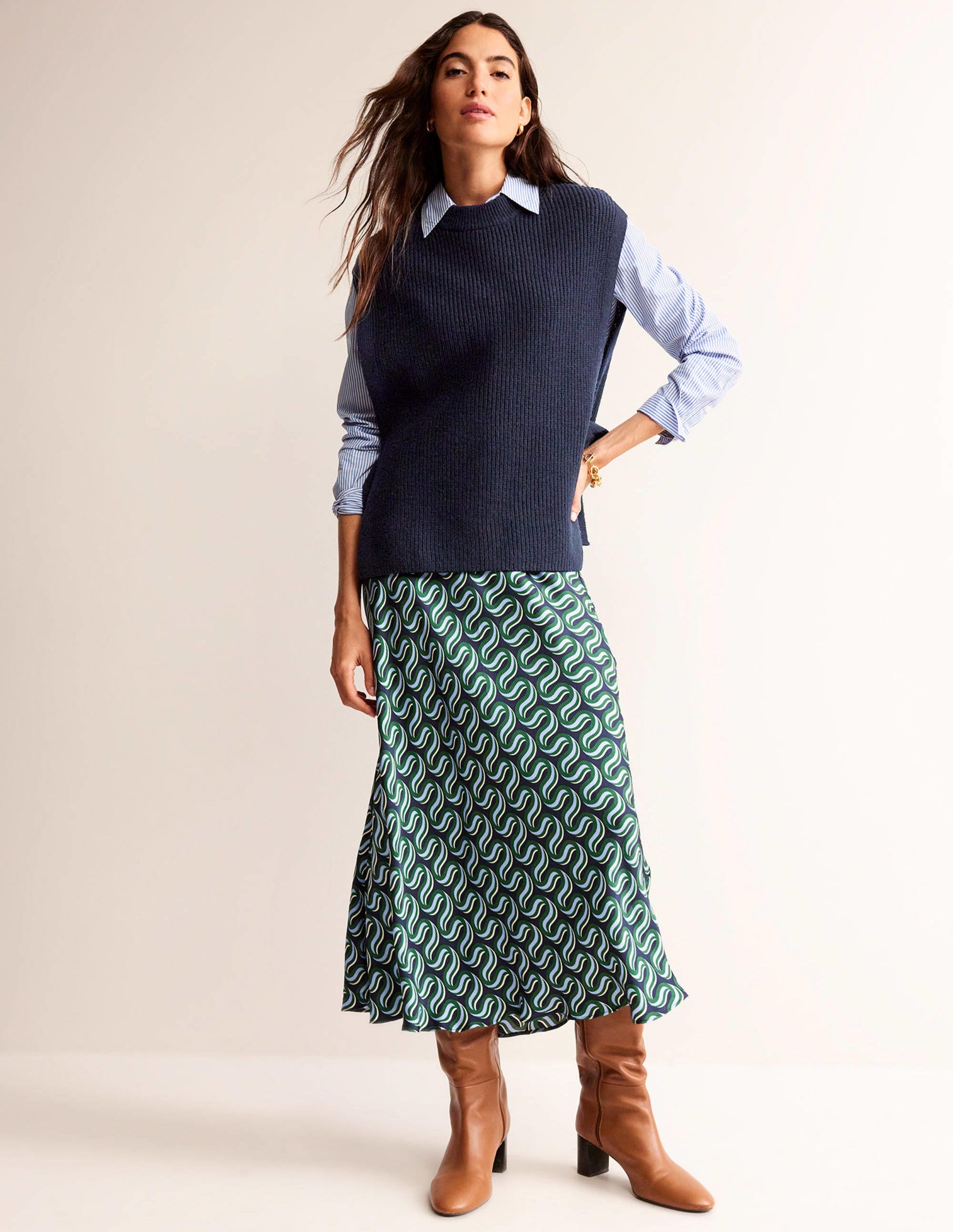 Tie-Side Knitted Tabard-Navy - Image 2