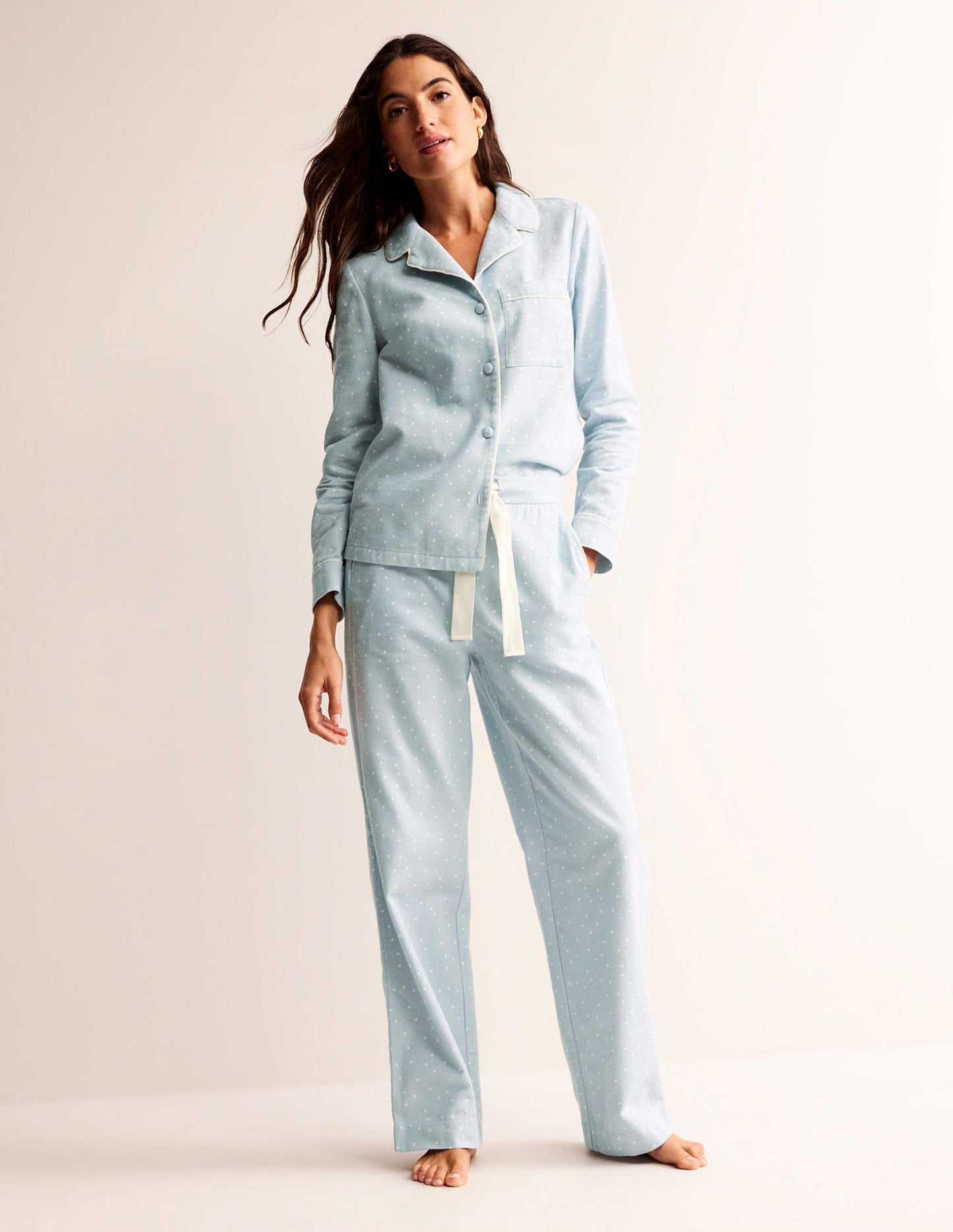 Brushed Cotton Pyjama Trousers-Surf, Spaced Dotty