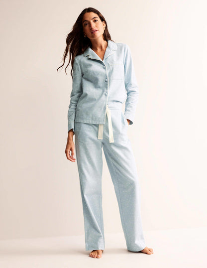 Brushed Cotton Pyjama Trousers-Surf, Spaced Dotty-1