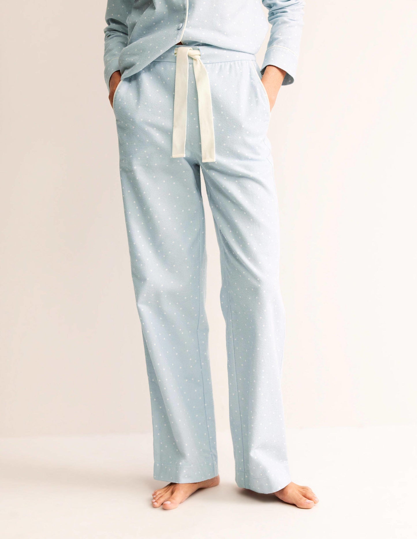 Brushed Cotton Pyjama Trousers-Surf, Spaced Dotty
