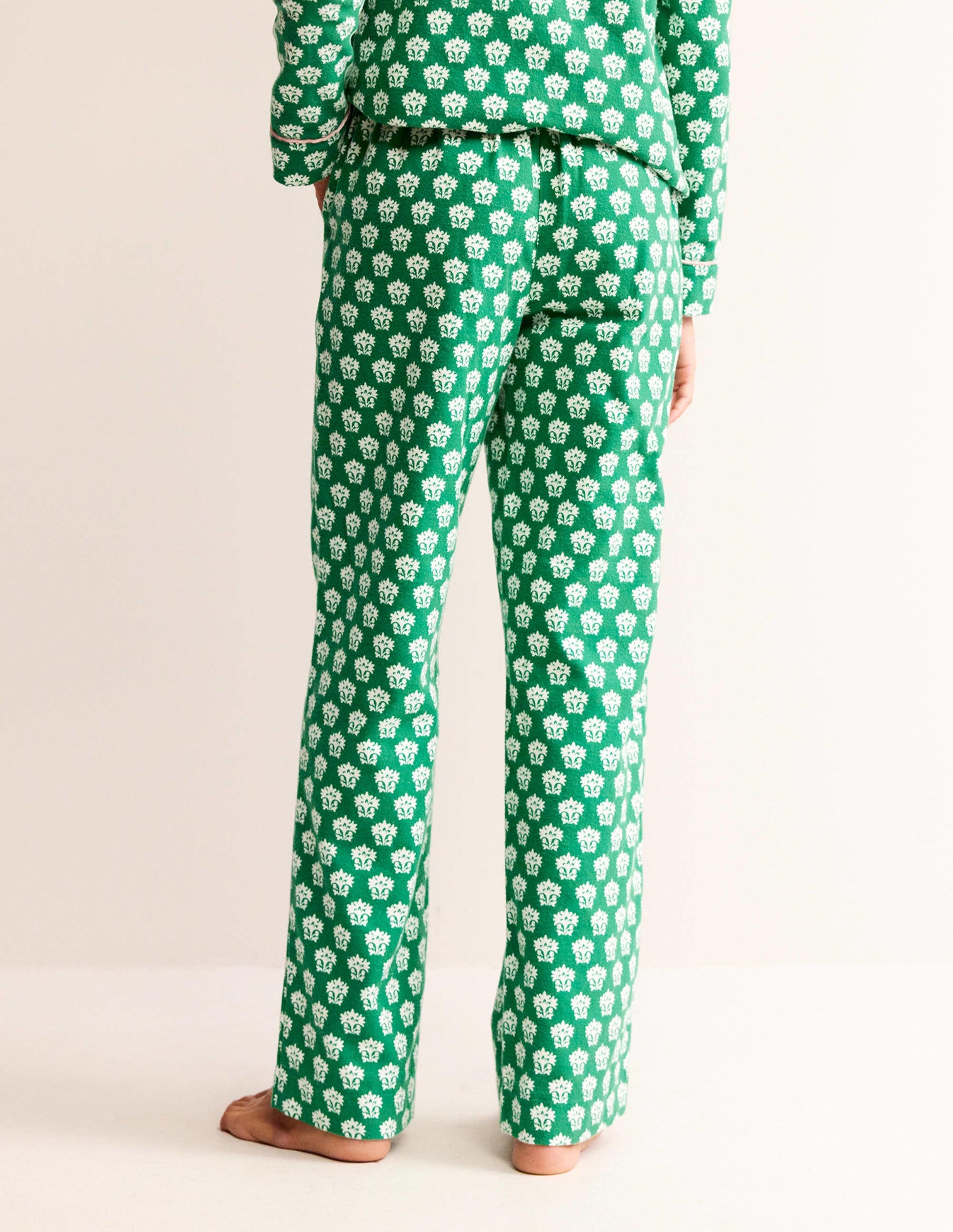 Brushed Cotton Pyjama Trousers-Veridian Green, Lily-3