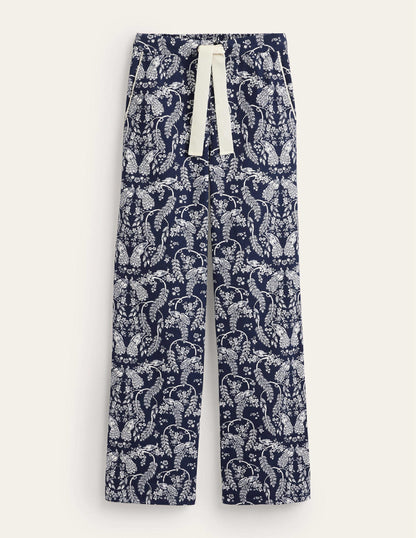 Brushed Cotton Pyjama Trousers-French Navy, Peacock-6
