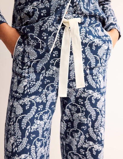 Brushed Cotton Pyjama Trousers-French Navy, Peacock-2