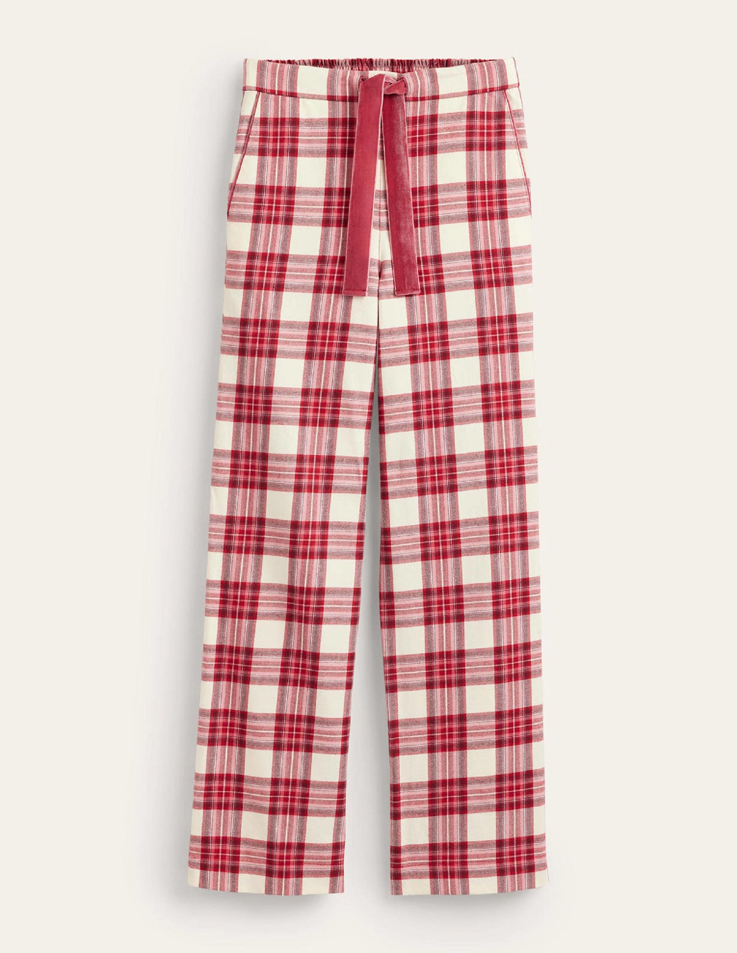 Brushed Cotton Pyjama Trousers-Tonal Reds Check