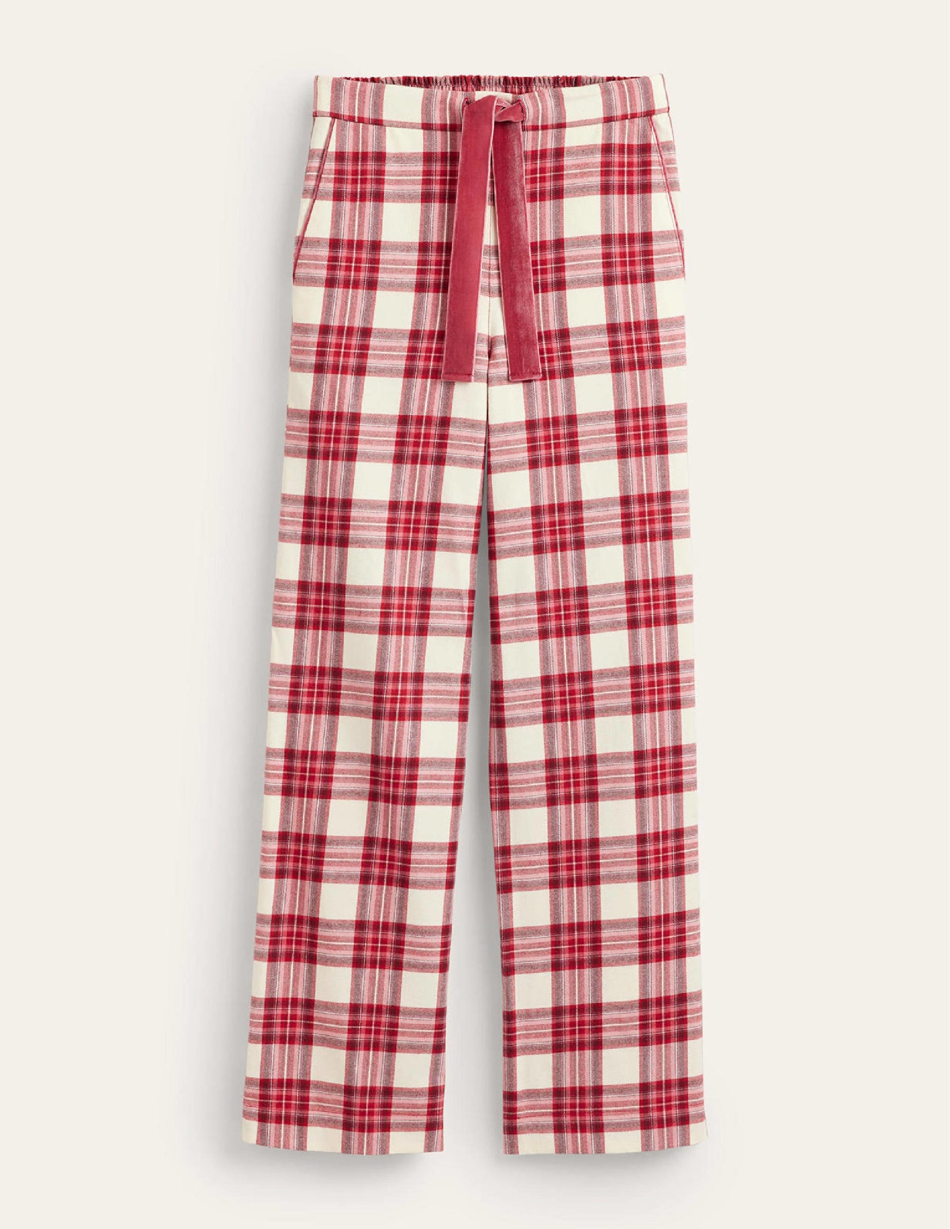 Brushed Cotton Pyjama Trousers-Tonal Reds Check-6