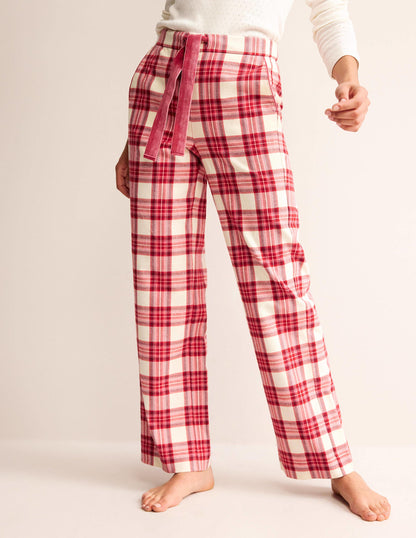 Brushed Cotton Pyjama Trousers-Tonal Reds Check-4