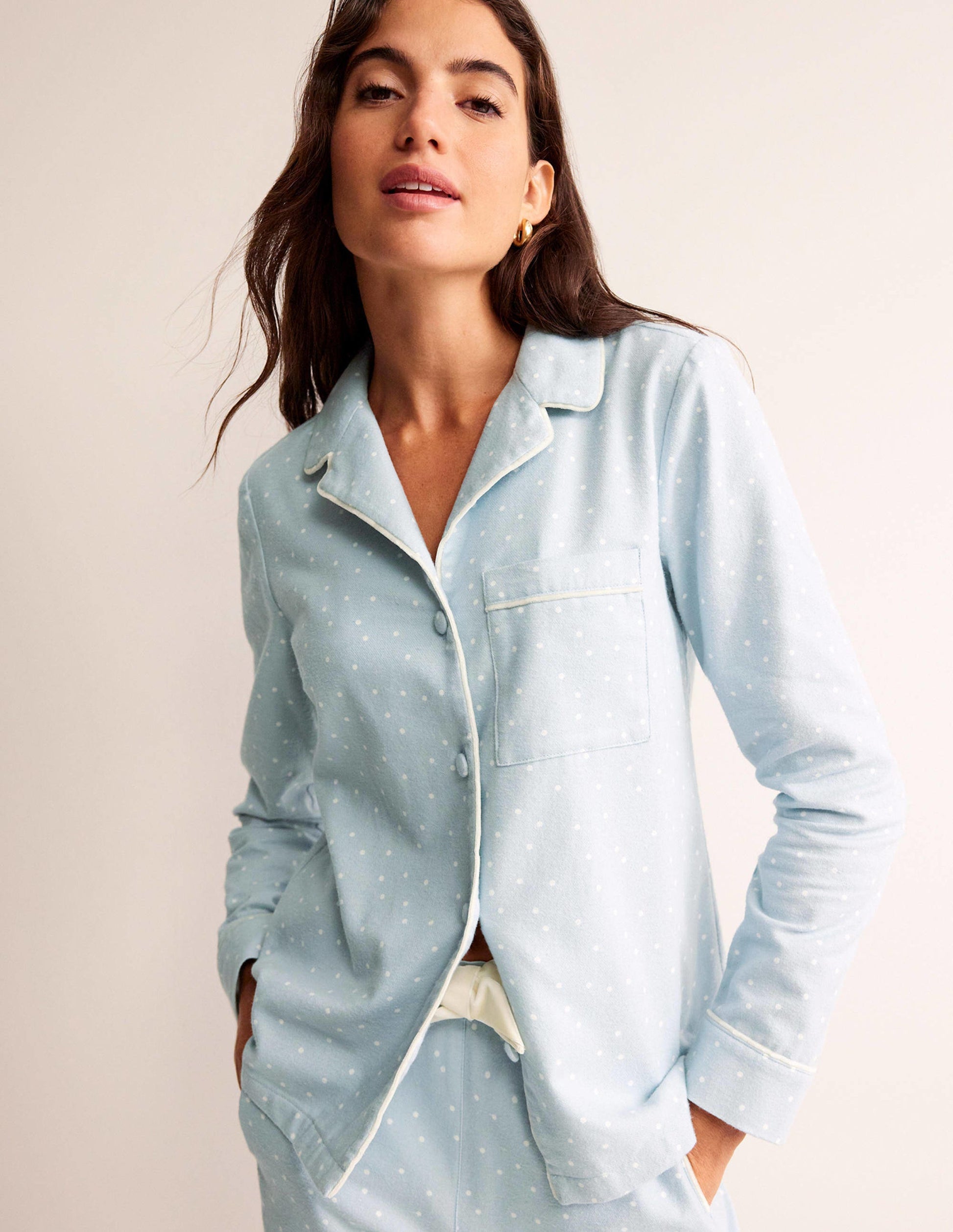 Brushed Cotton Pyjama Shirt-Surf, Spaced Dotty-1