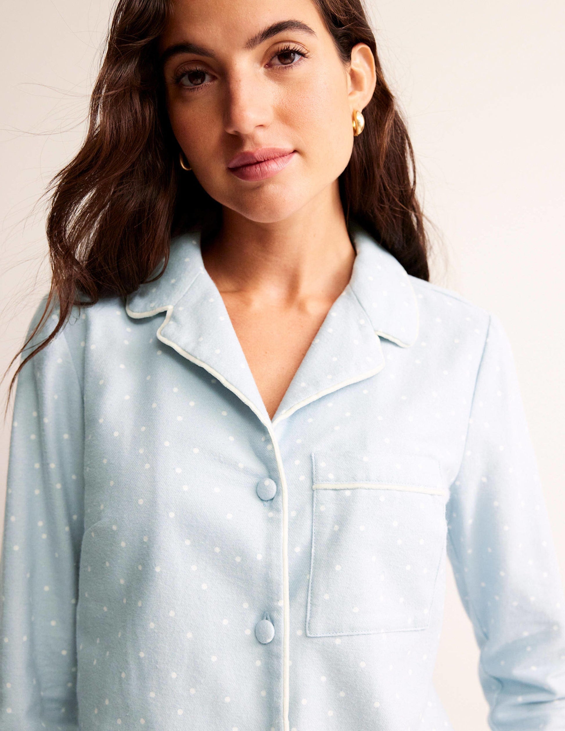 Brushed Cotton Pyjama Shirt-Surf, Spaced Dotty-2