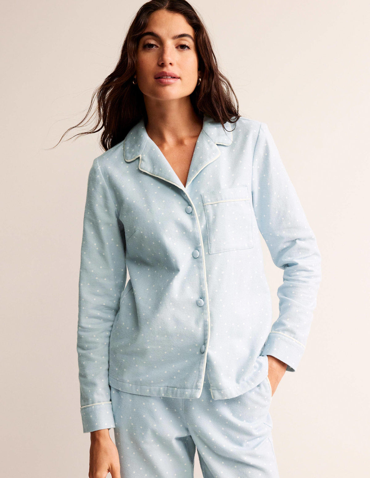 Brushed Cotton Pyjama Shirt-Surf, Spaced Dotty - Image 4