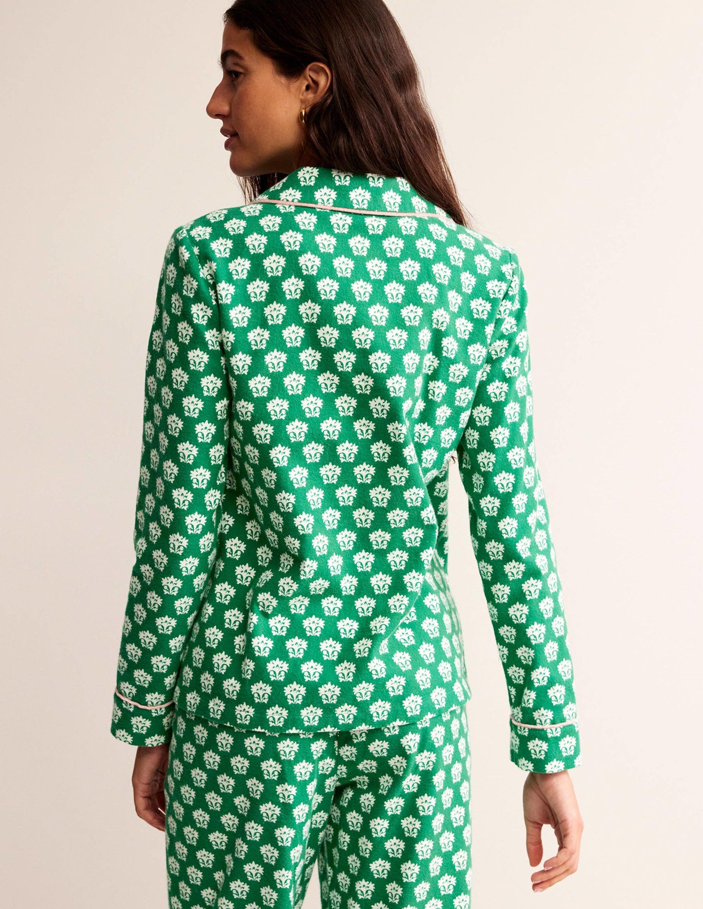 Brushed Cotton Pyjama Shirt-Veridian Green, Lily