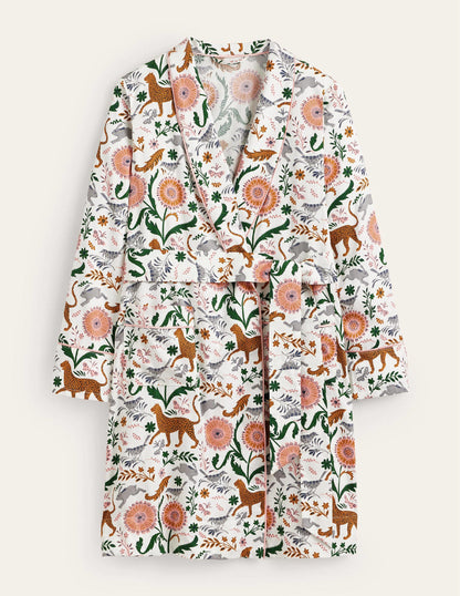 Cotton-Sateen Dressing Gown-Ivory, Jungle Flora-6