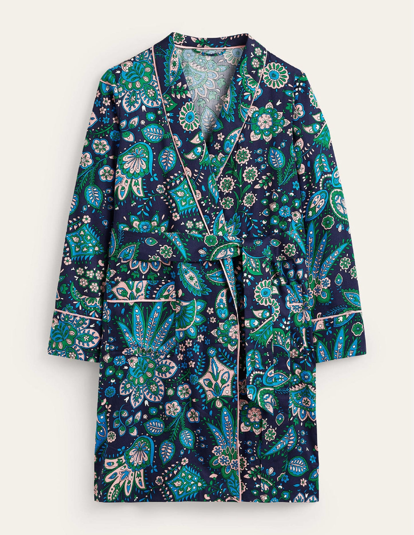 Cotton-Sateen Dressing Gown-Multi, Azalea Bloom